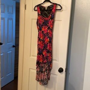 High low open back dress